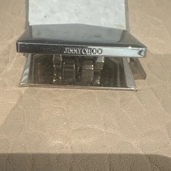 Jimmy Choo Leather Shoulder Bag | Beige & Black | Silver Hardware - Picture 2 of 16